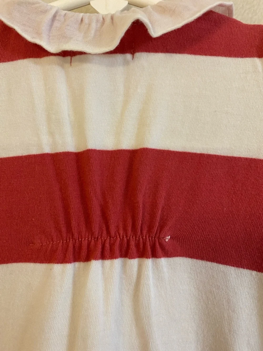 Ralph Lauren red white striped surplice ruffle long one piece